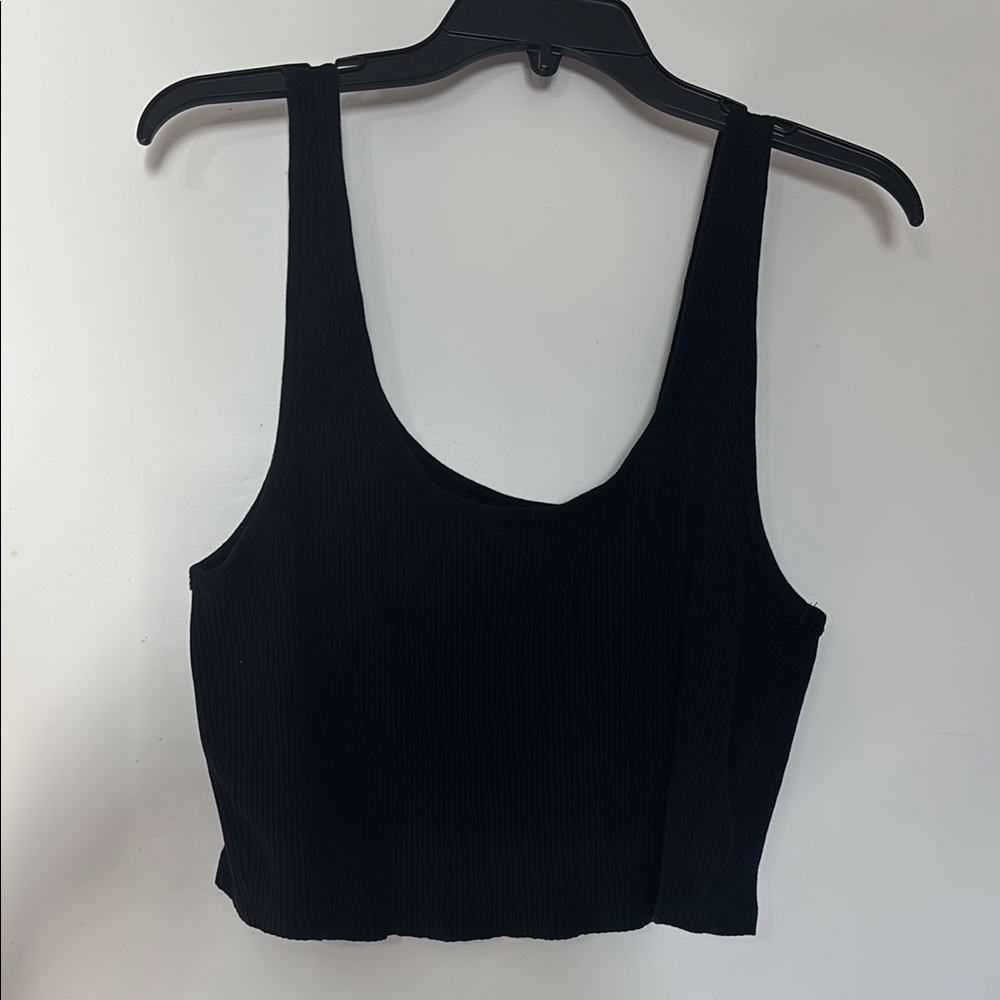 Black Ribbed Women's Crop Tank Top